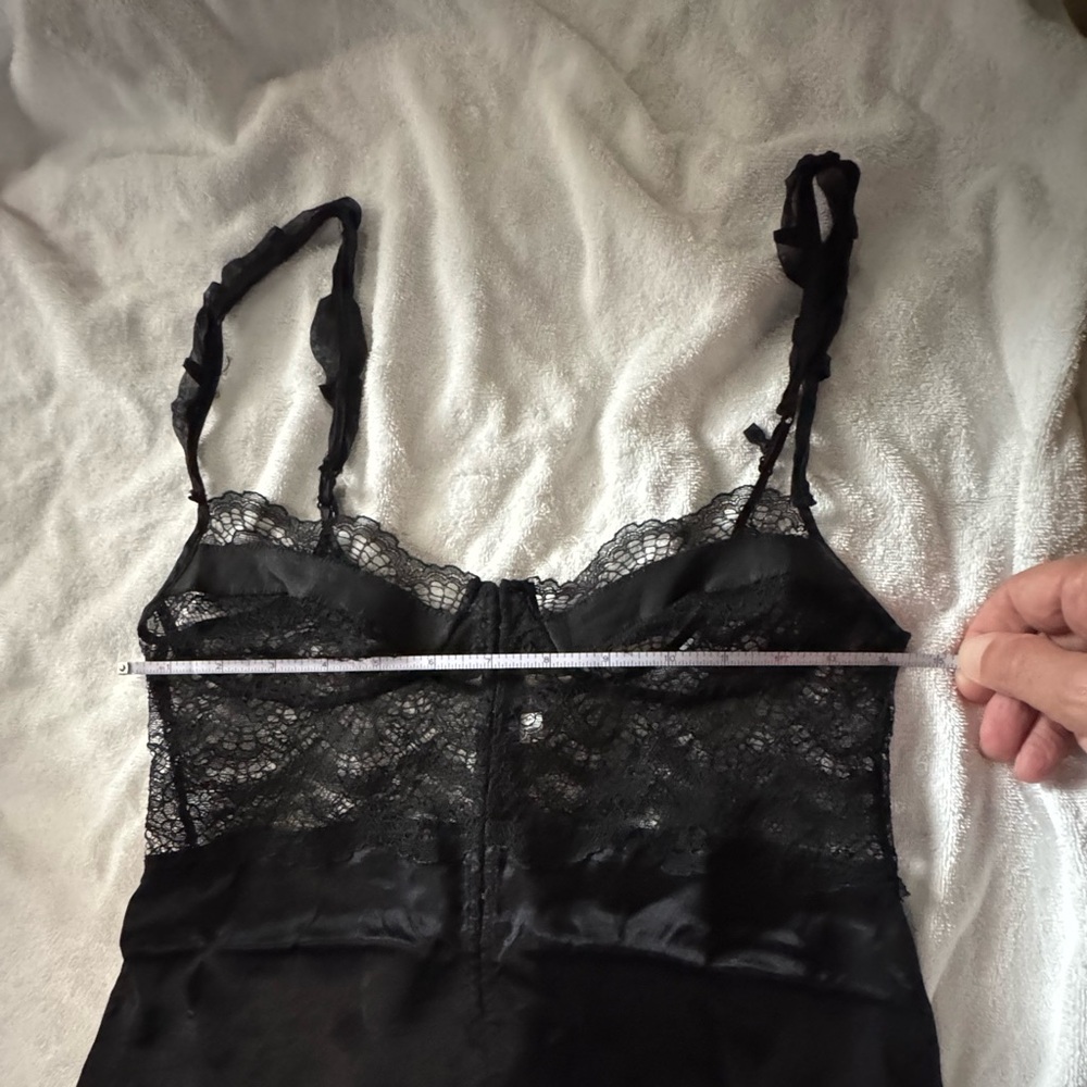 La Perla Black Silk Satin Chemise with Lace Detailing - Picture 6 of 9